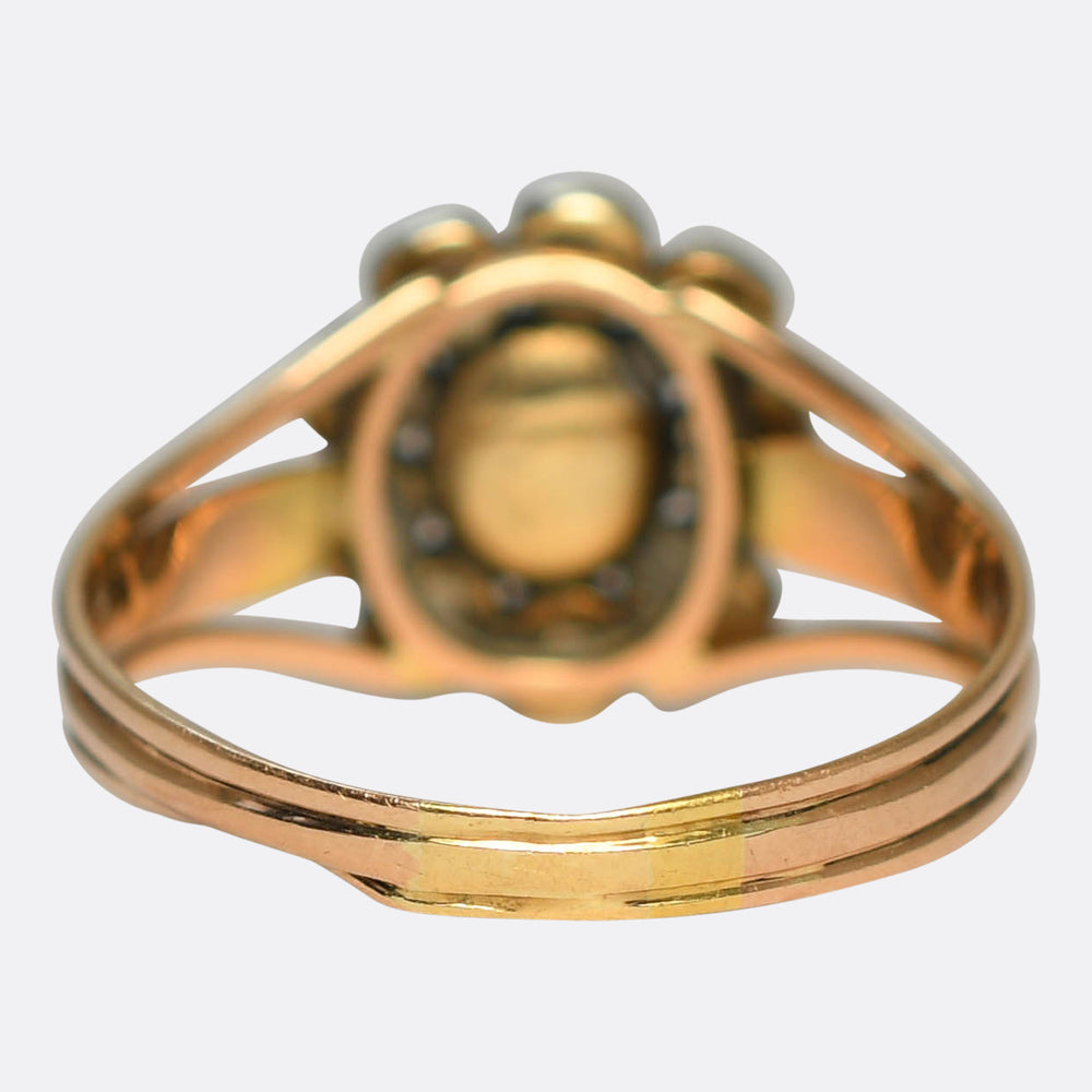 Georgian Old Cut Diamond Flower Cluster Ring