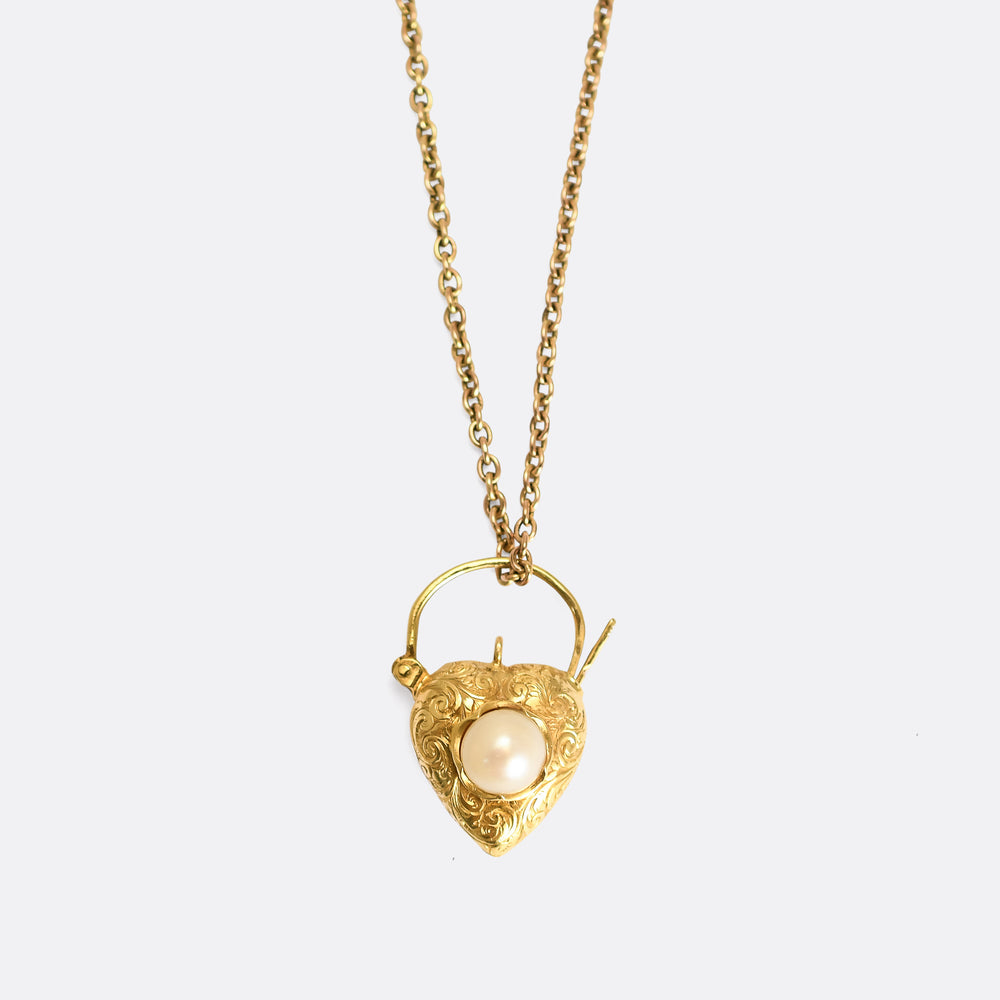 Georgian Pearl Heart Padlock Locket