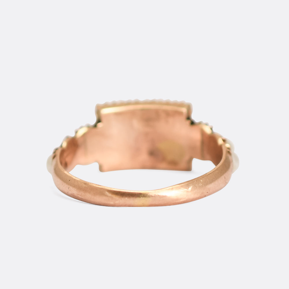 Georgian Pearl & Garnet Half Hoop Ring