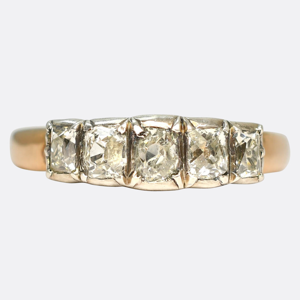 Georgian Peruzzi Cut Diamond 5-Stone Ring