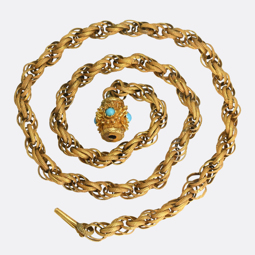 Georgian Pinchbeck Chain With Turquoise Clasp