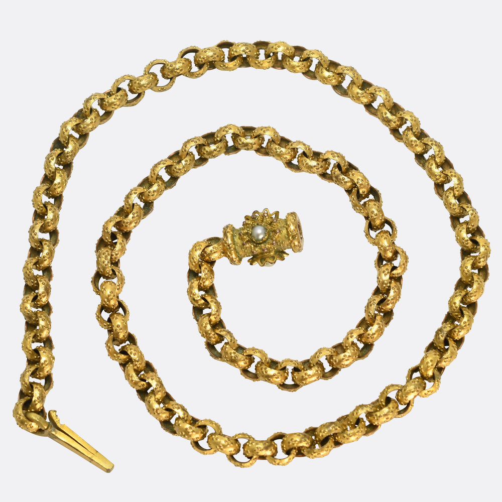 Georgian Pinchbeck Pearl Chain Necklace