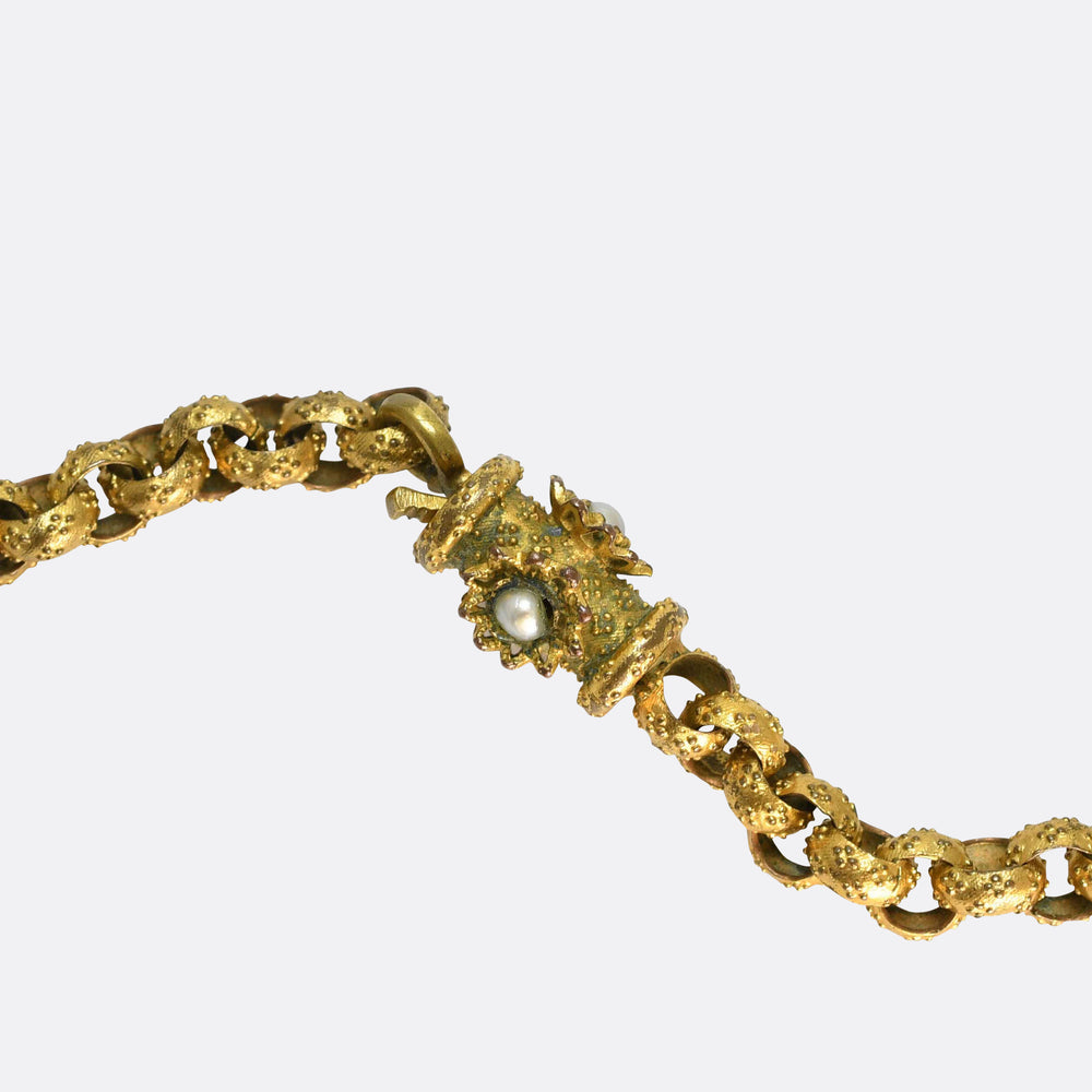Georgian Pinchbeck Pearl Chain Necklace
