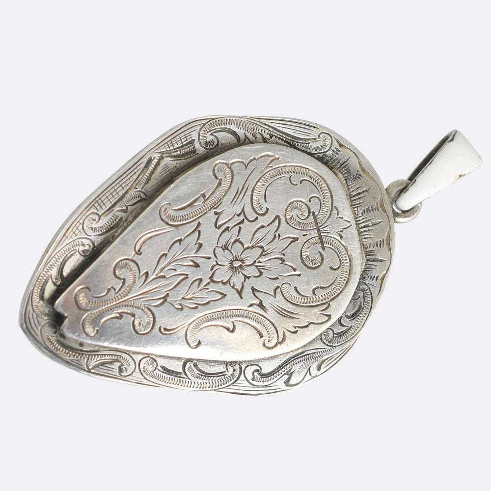 Georgian Porcelain & Silver Masquerade Patch Box Pendant