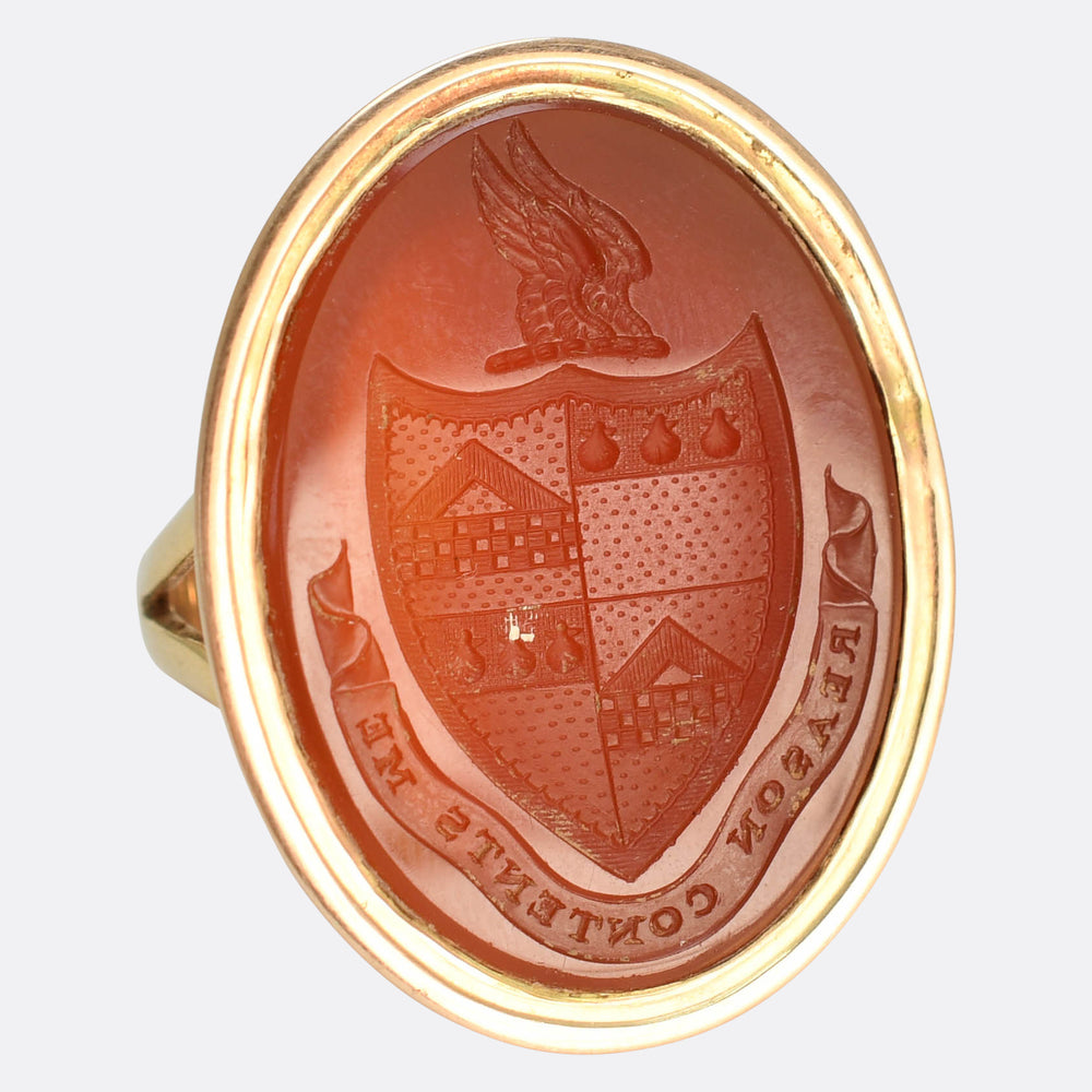 Georgian Reason Contents Me Carnelian Intaglio Seal Ring