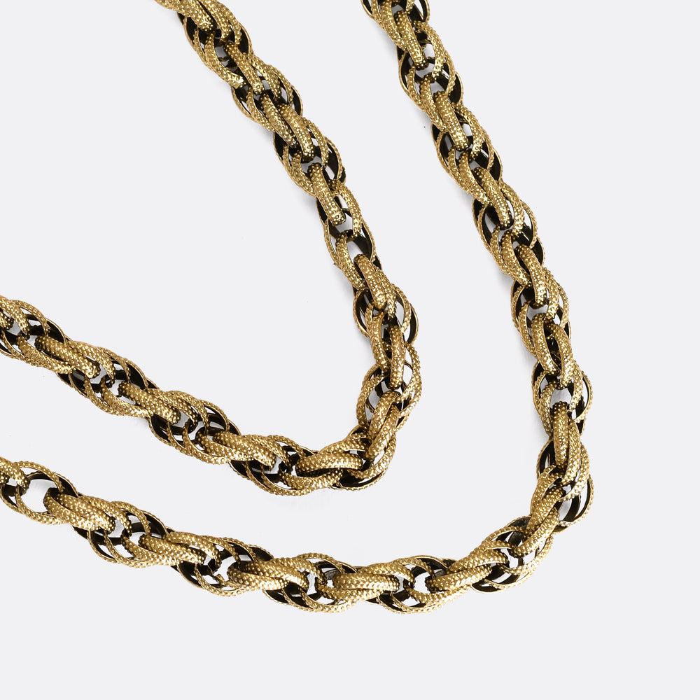 Georgian Regency 15k Gold Turquoise Long Guard Chain