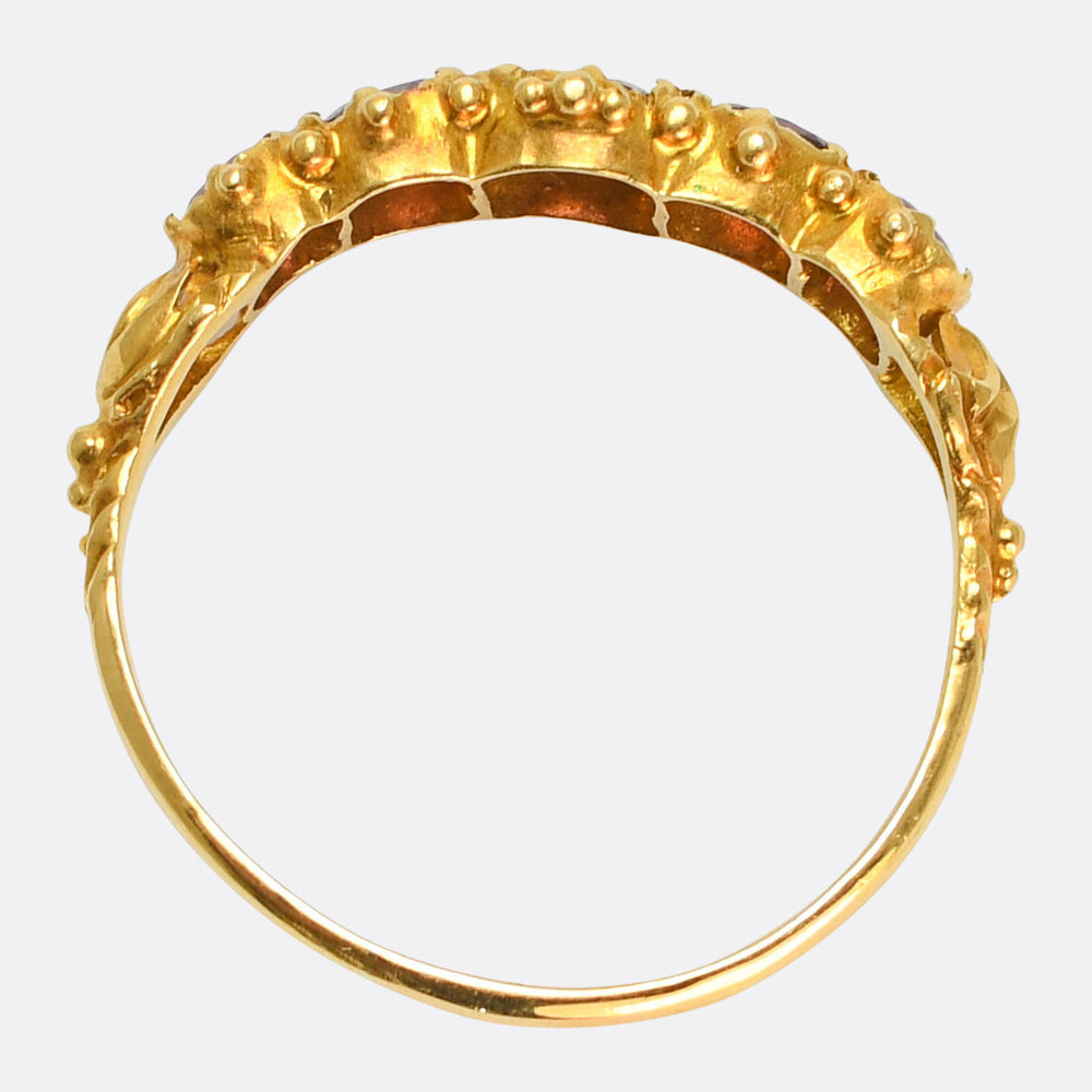 Georgian Regency Almandine Garnet 5-Stone Half Hoop Ring