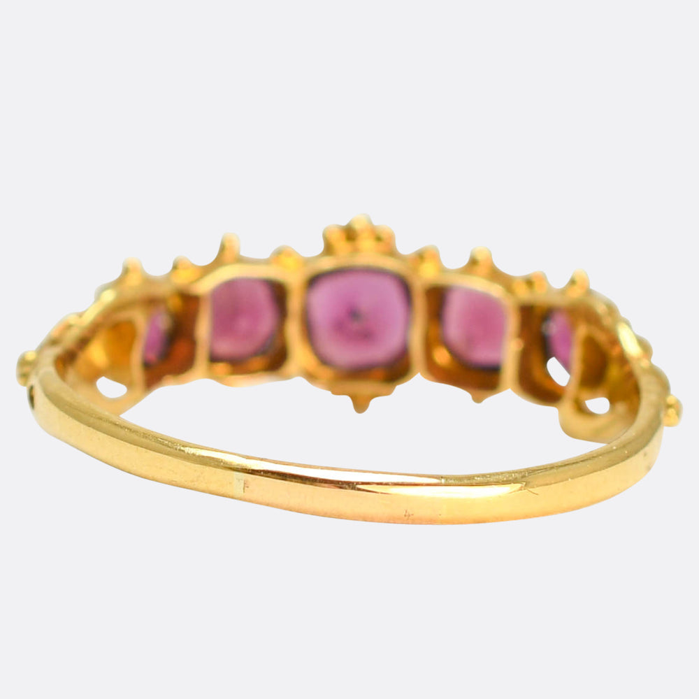 Georgian Regency Almandine Garnet 5-Stone Half Hoop Ring
