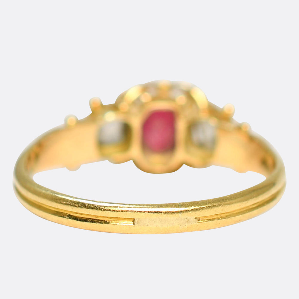 Georgian Regency Ruby & Diamond 3-Stone Ring