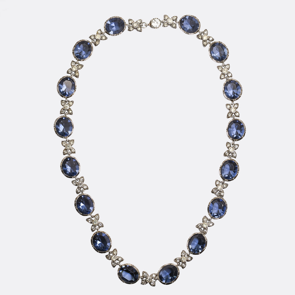 Georgian Revival  Blue & White Paste Rivière Necklace