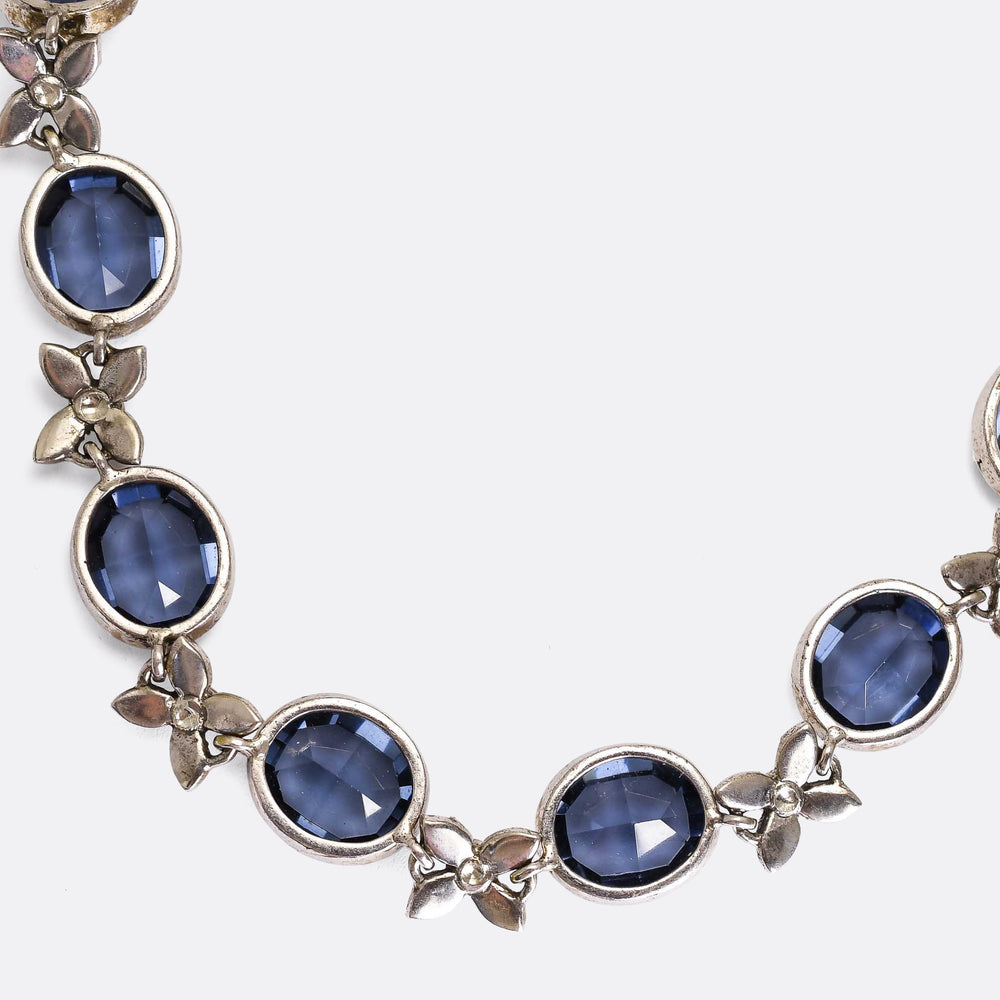 Georgian Revival  Blue & White Paste Rivière Necklace