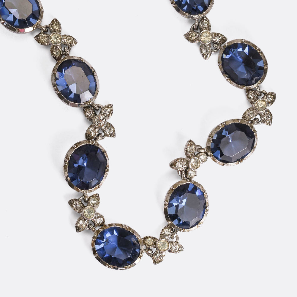 Georgian Revival  Blue & White Paste Rivière Necklace