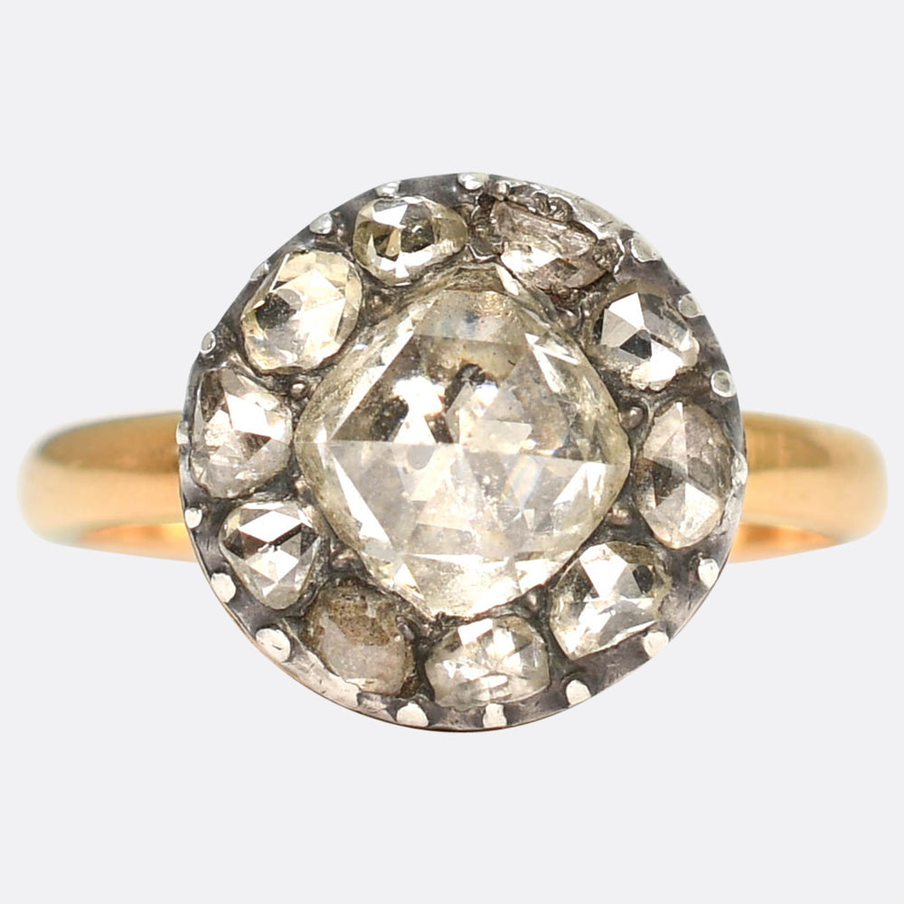 Georgian Rose Cut Diamond Cluster Ring