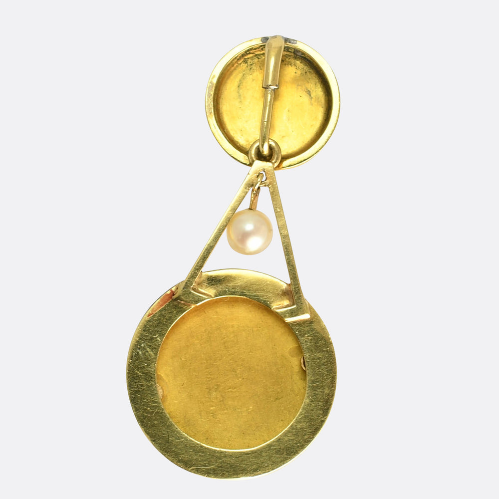 Georgian Swiss Enamel & Pearl Pendant