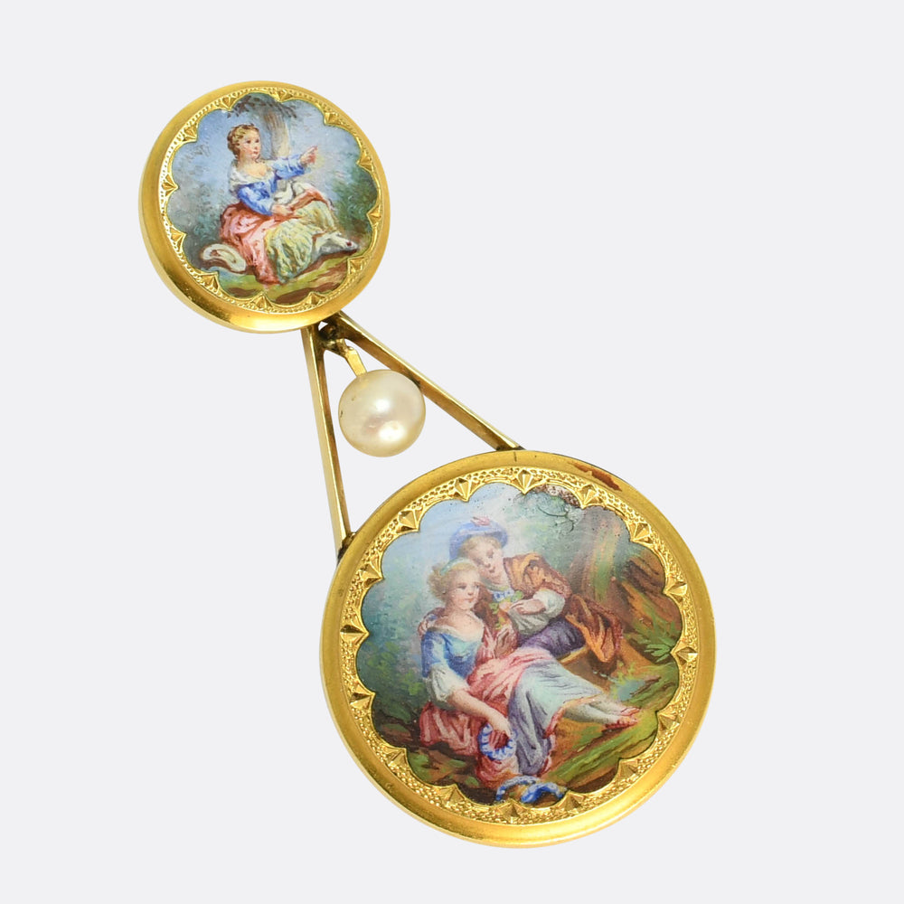 Georgian Swiss Enamel & Pearl Pendant