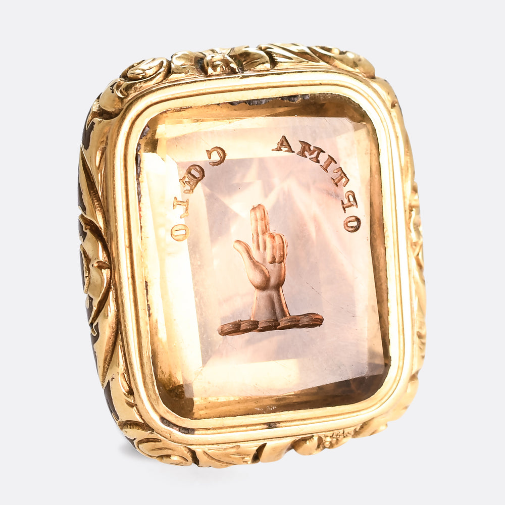 Georgian The Best Things Await Us In Heaven Citrine Intaglio Seal Fob
