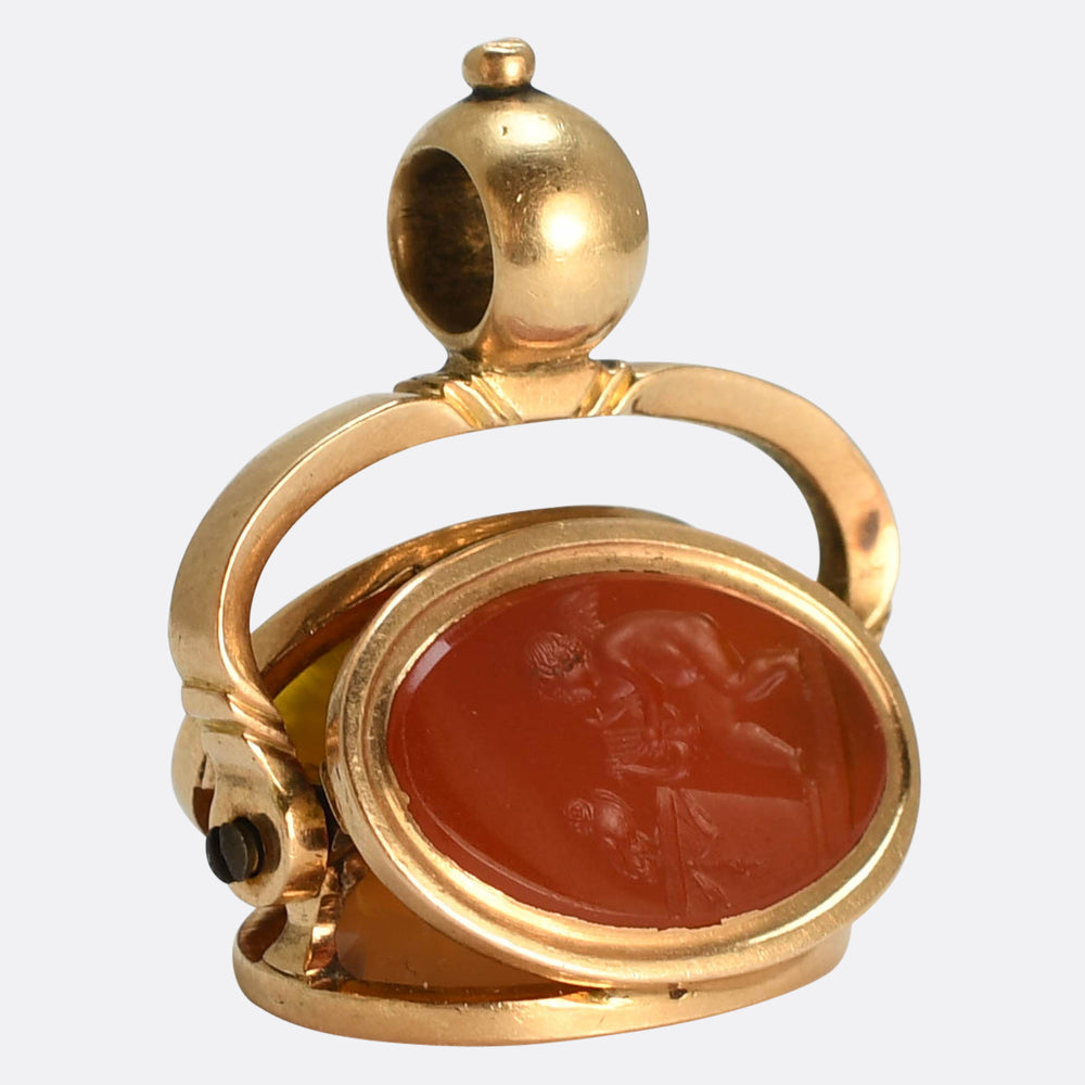 Georgian Three Cupids Spinner Fob Pendant