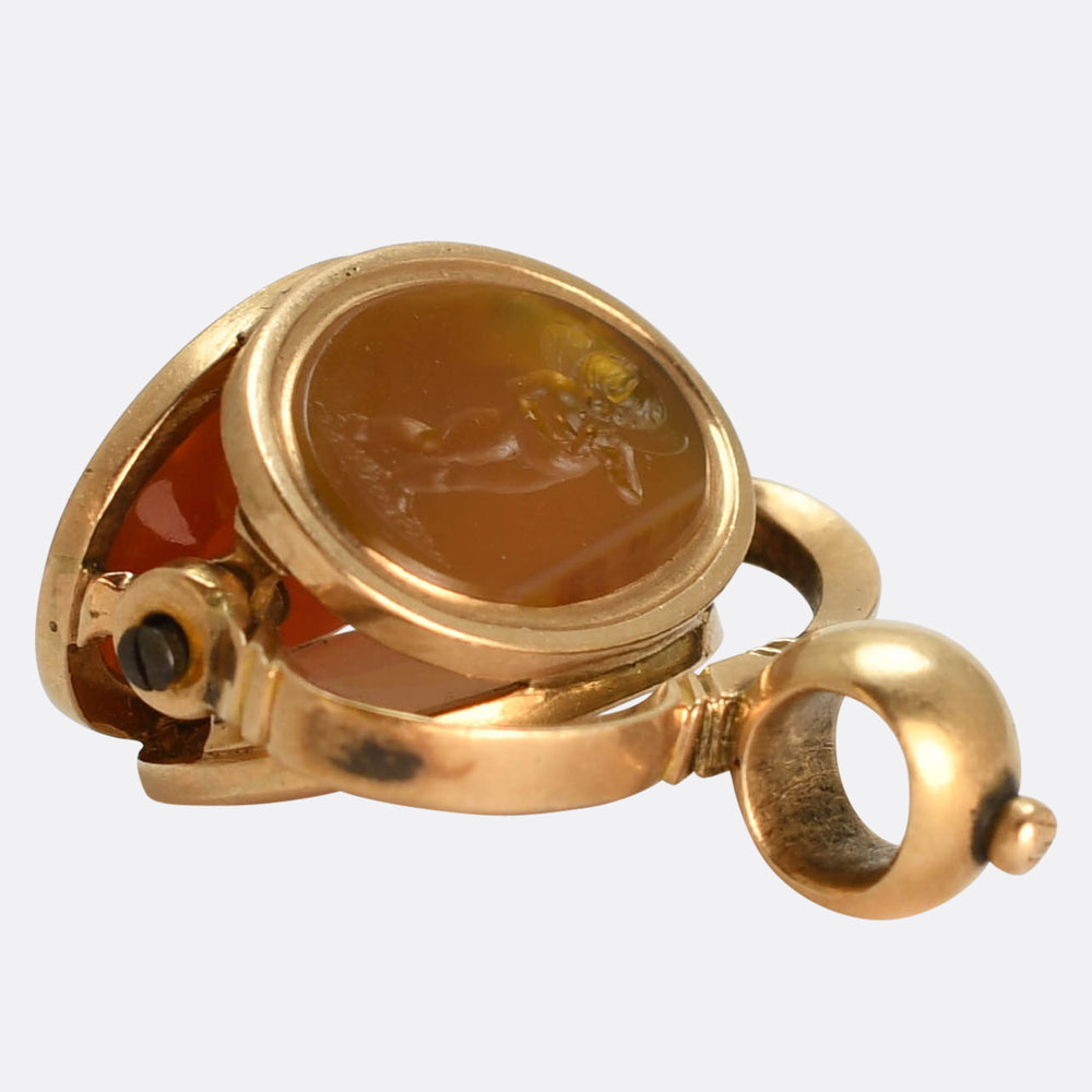 Georgian Three Cupids Spinner Fob Pendant