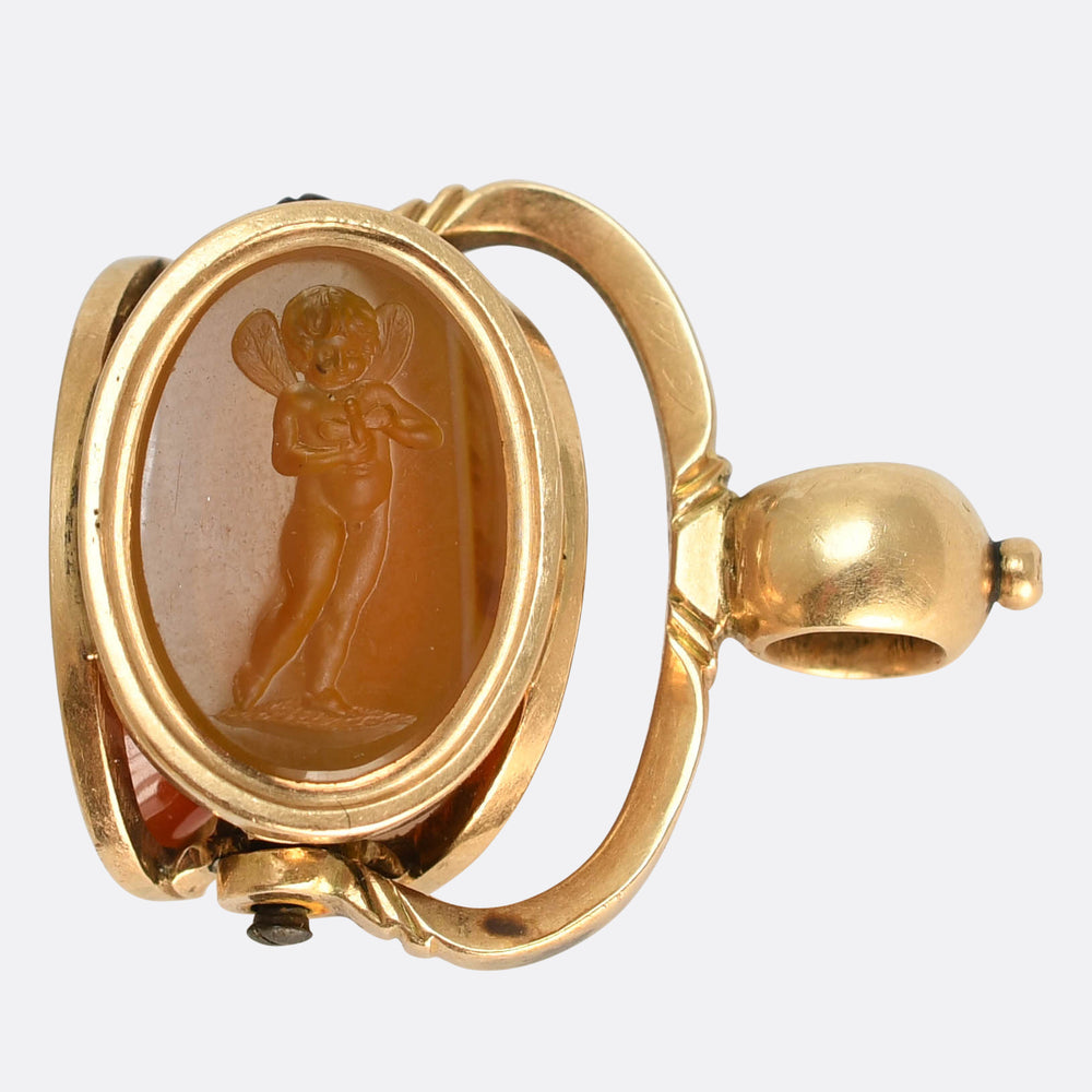 Georgian Three Cupids Spinner Fob Pendant