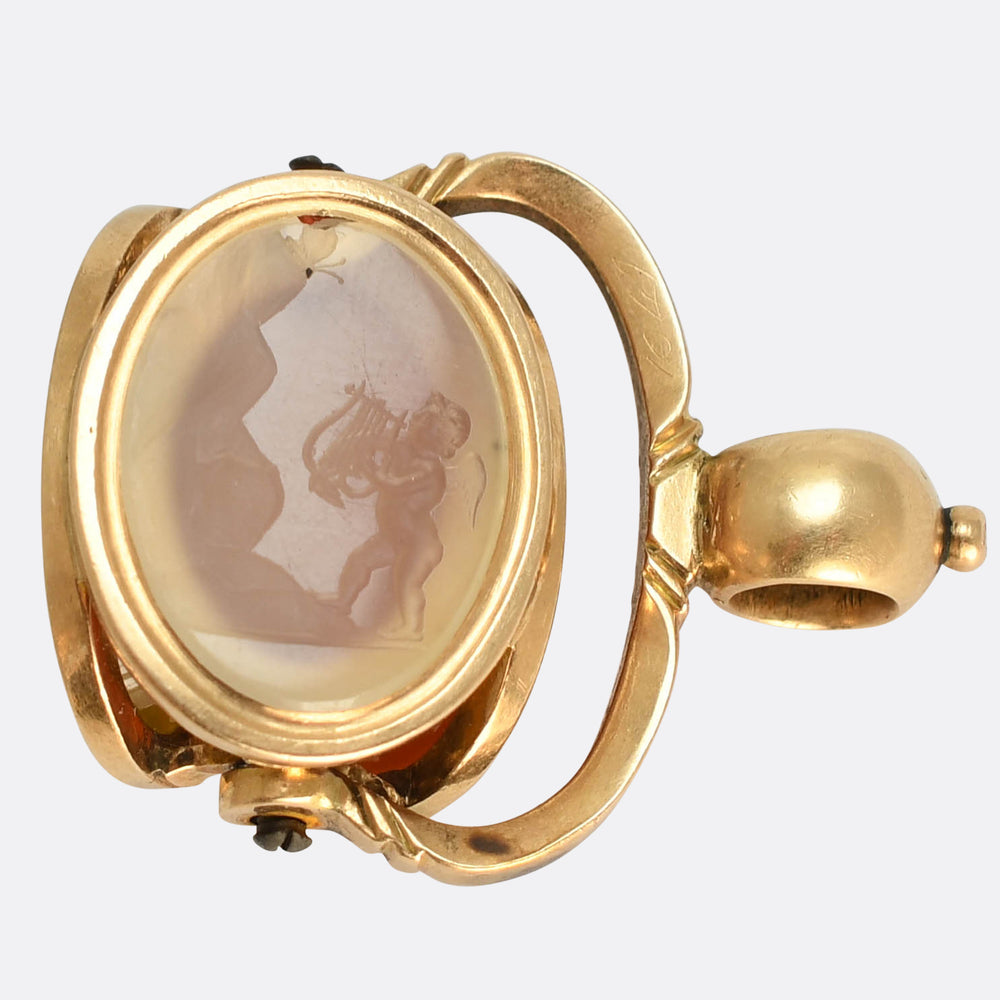 Georgian Three Cupids Spinner Fob Pendant