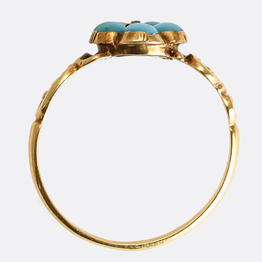 Georgian Turquoise & Diamond Forget-Me-Not Ring