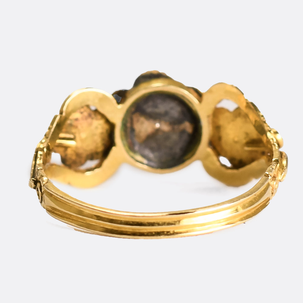 Georgian Turquoise, Pearl & Ruby Forget-Me-Not Ring