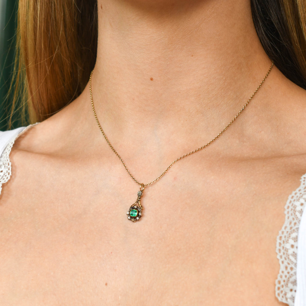 Georgian Emerald & Old Cut Diamond Halley's Comet Charm