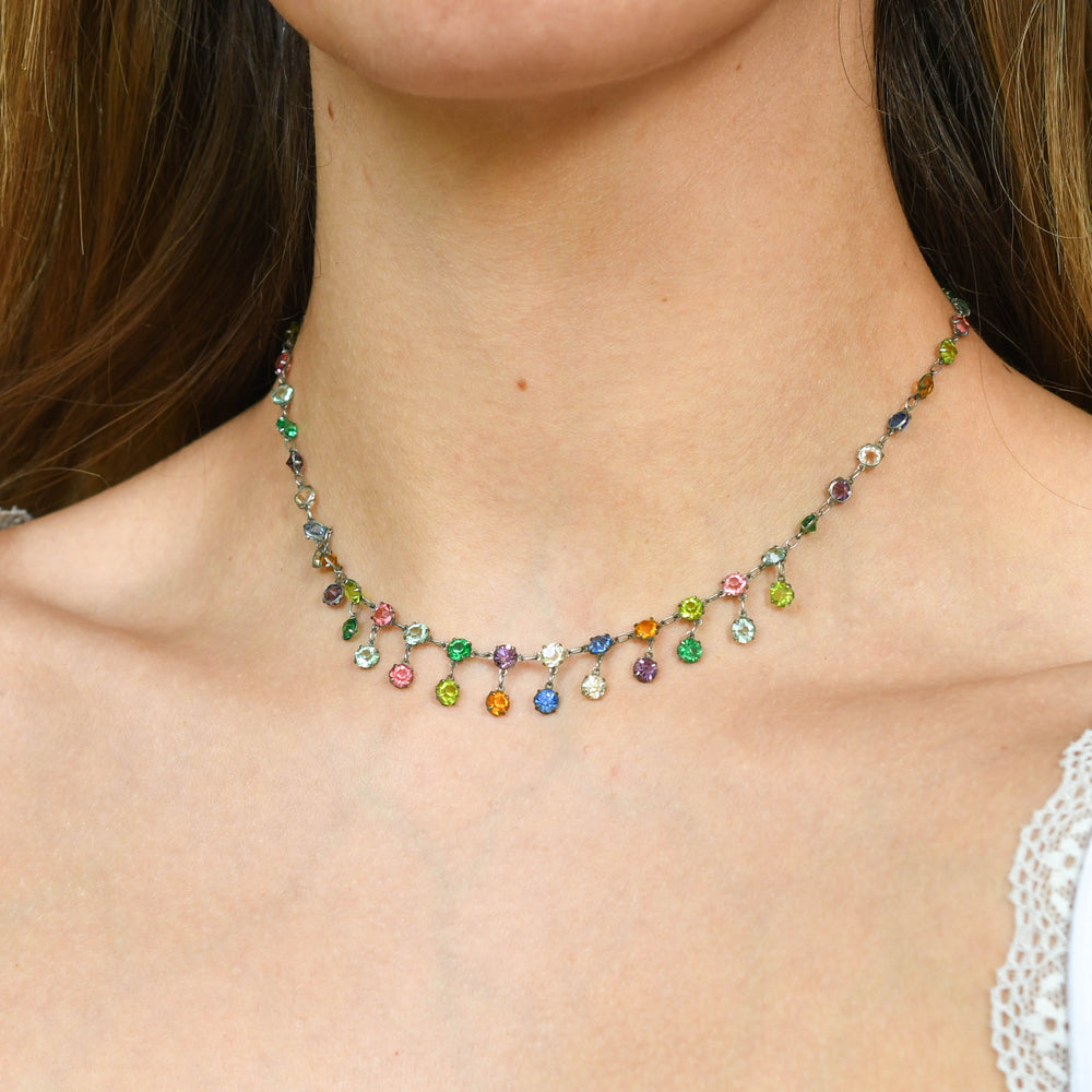 Victorian Harlequin Paste Drop Necklace