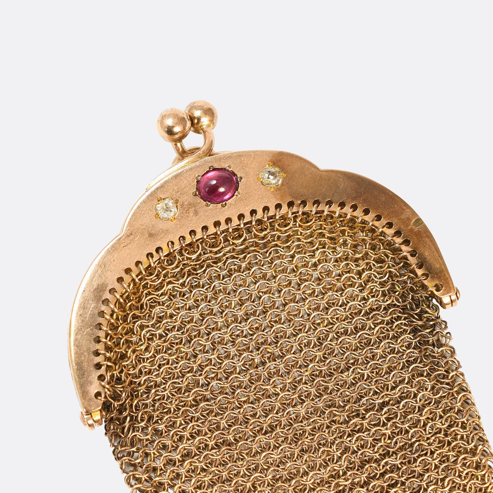 High Victorian Ruby & Diamond Miser's Purse