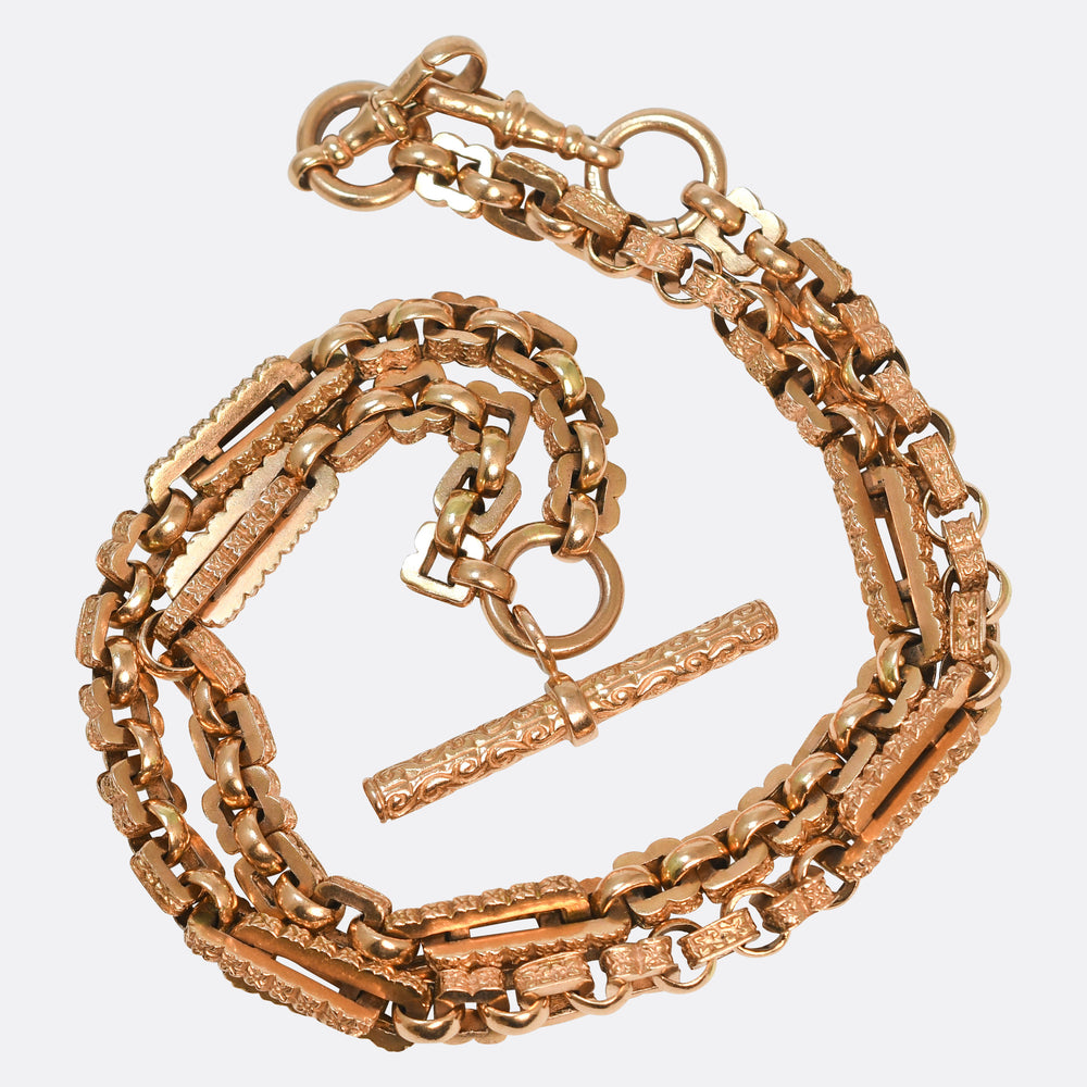 Huge Victorian Fancy-Link Double Albert Chain
