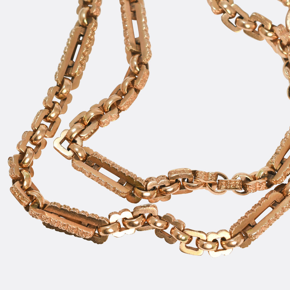 Huge Victorian Fancy-Link Double Albert Chain