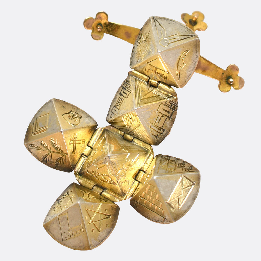 Large Victorian Gold Masonic Orb Pendant