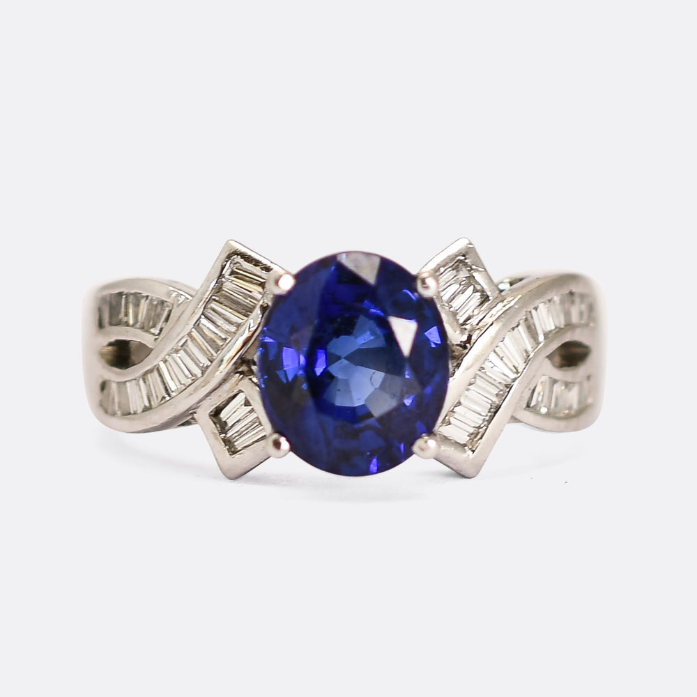 Late Art Deco Sapphire & Diamond Ring