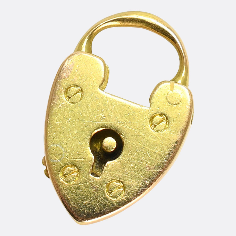Late Victorian 15k Gold Heart Padlock Charm