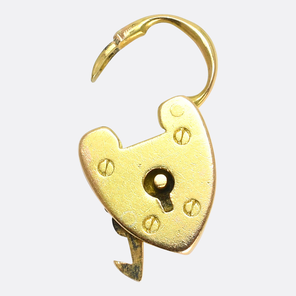 Late Victorian 15k Gold Heart Padlock Charm