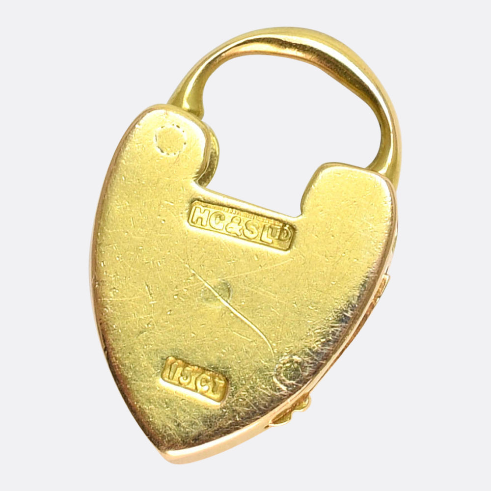 Late Victorian 15k Gold Heart Padlock Charm