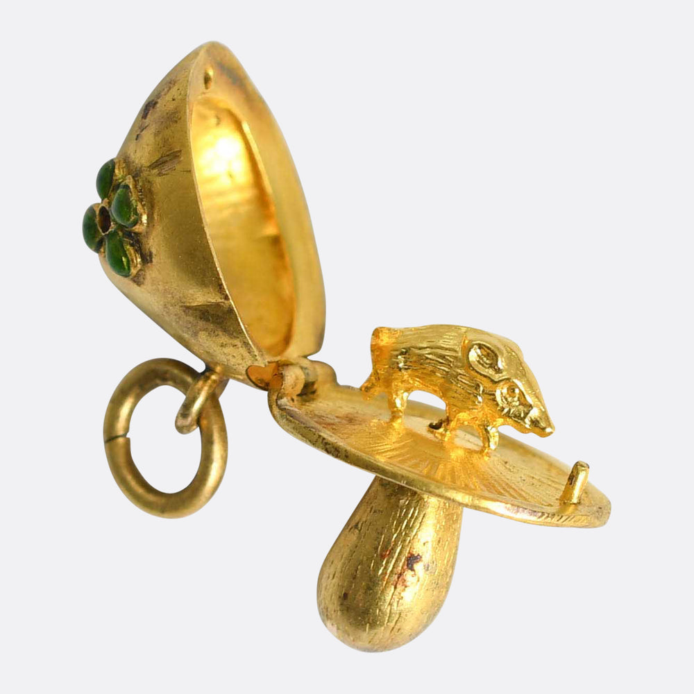Late Victorian 15k Gold Lucky Toadstool Charm