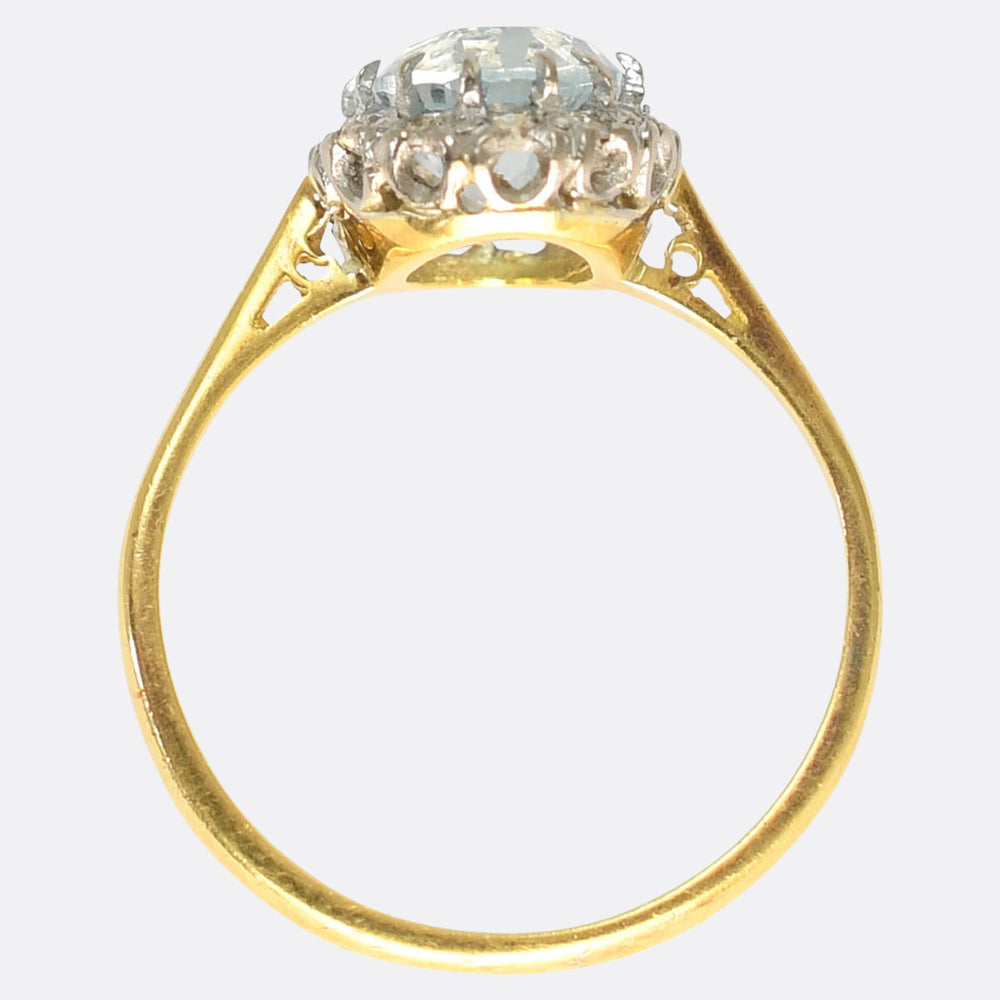 Late Victorian Aquamarine & Diamond Cluster Ring