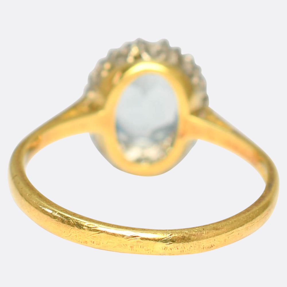 Late Victorian Aquamarine & Diamond Cluster Ring
