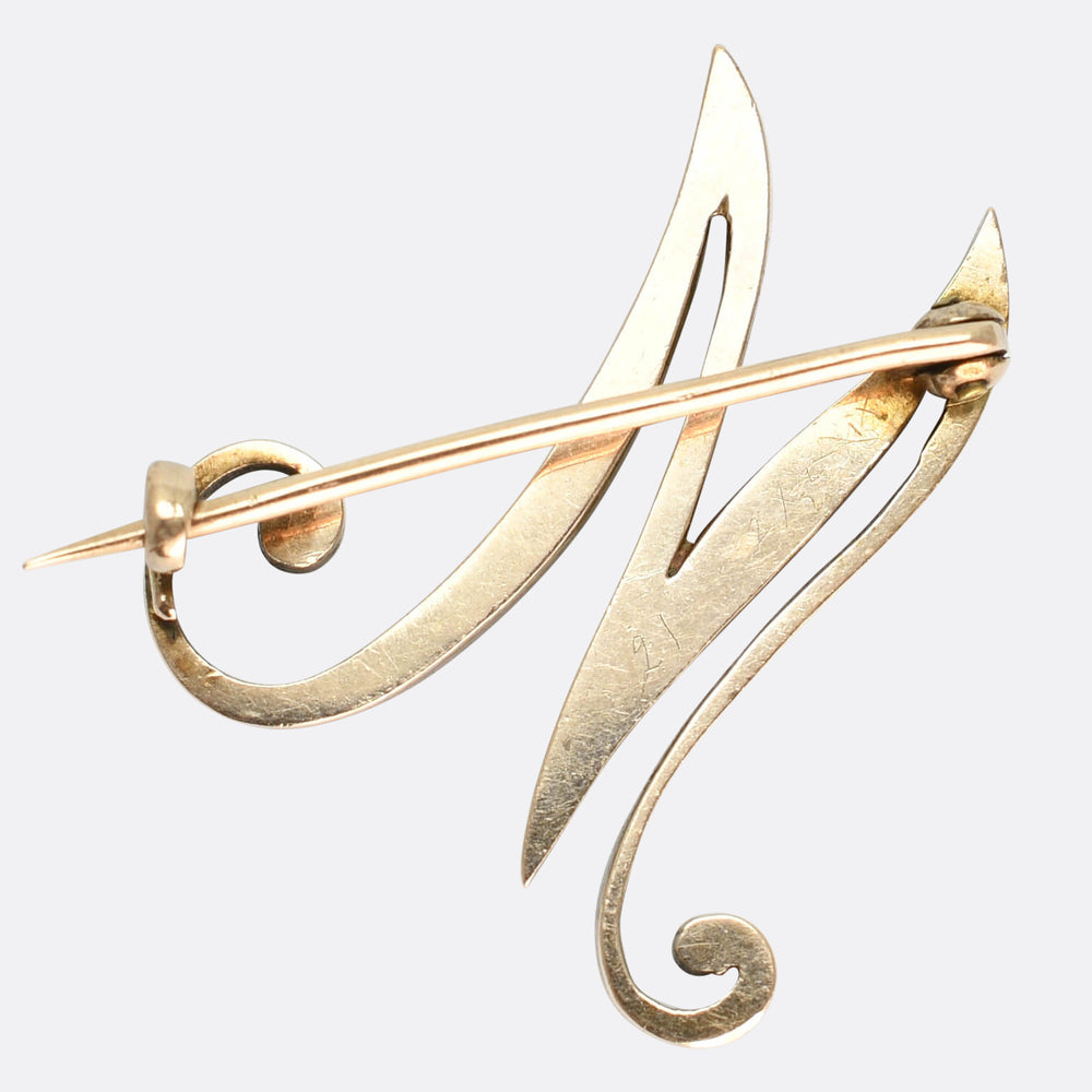 Late Victorian Diamond M Initial Brooch Pendant