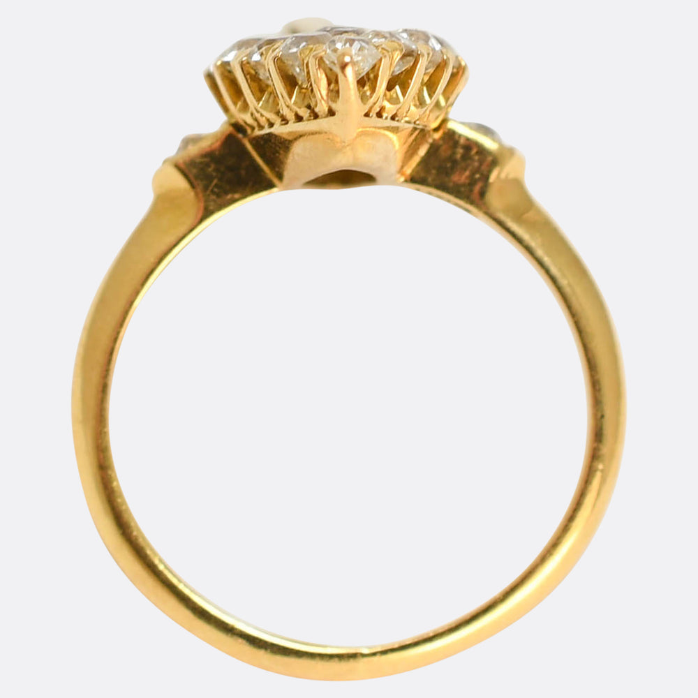 Late Victorian Diamond Navette Cluster Ring