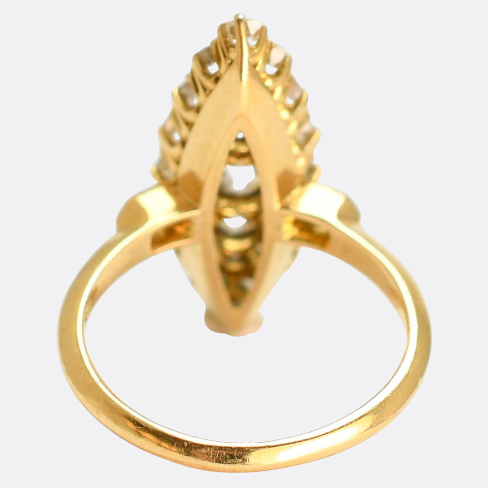 Late Victorian Diamond Navette Cluster Ring