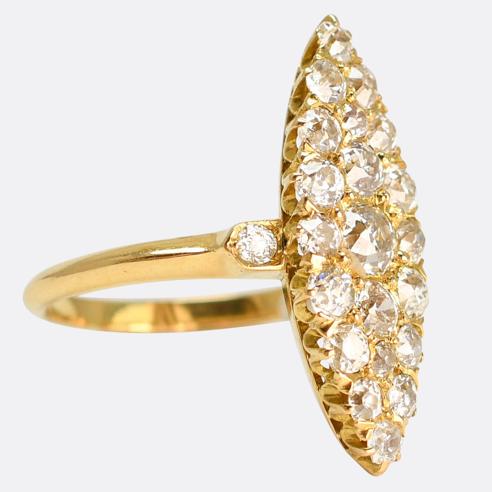 Late Victorian Diamond Navette Cluster Ring