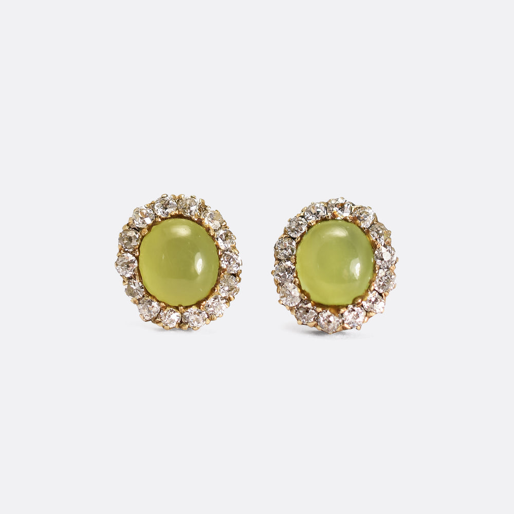 Late Victorian Diamond & Chrysoberyl Cluster Earrings