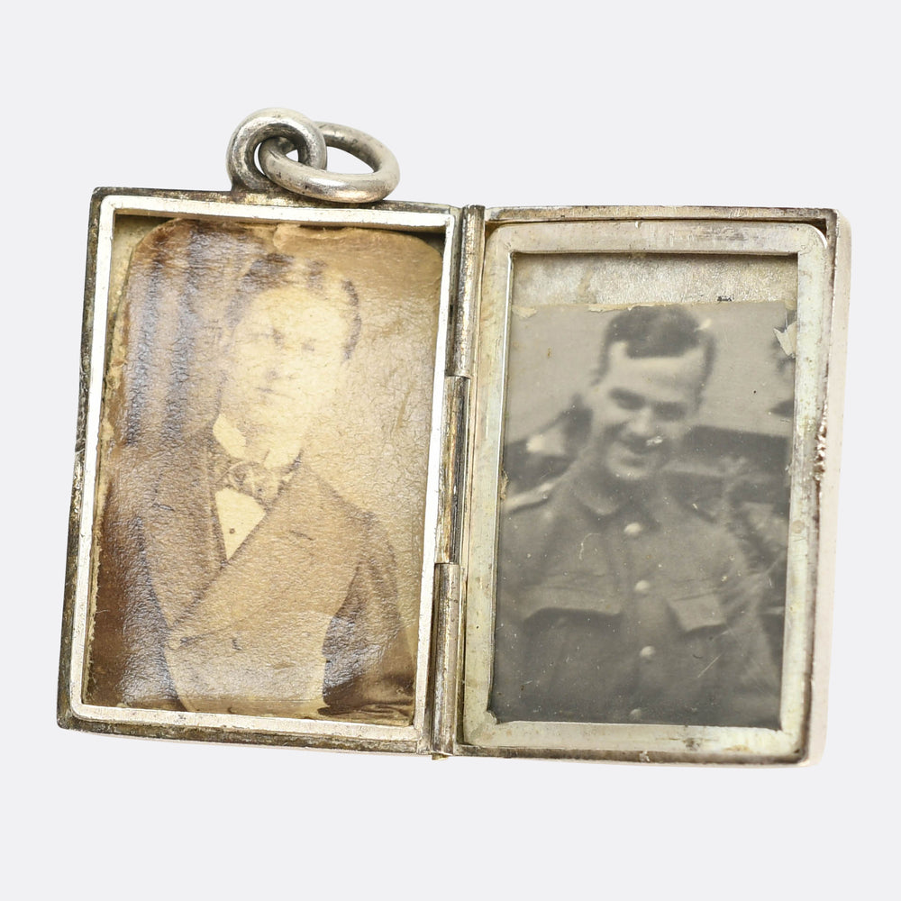 Late Victorian Enamel Queen of Spades Locket Pendant