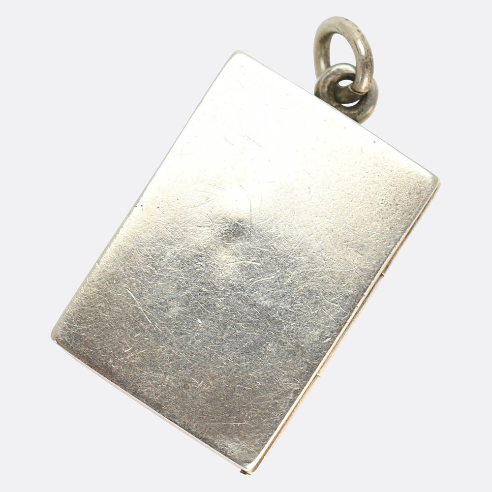 Late Victorian Enamel Queen of Spades Locket Pendant