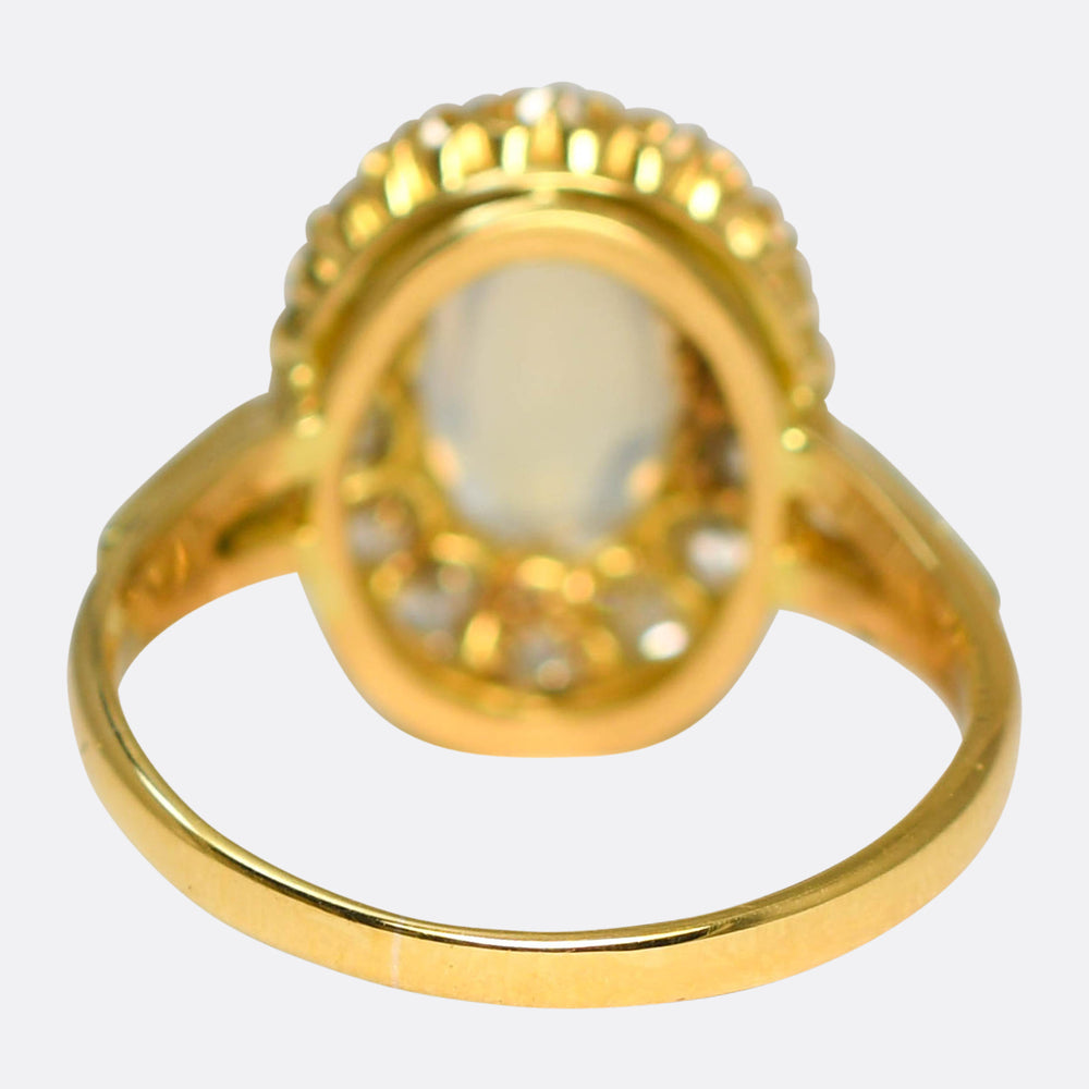 Late Victorian Moonstone & Diamond Cluster Ring