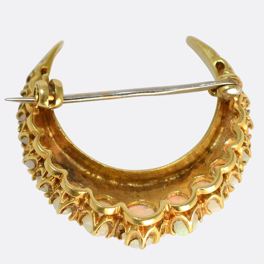 Late Victorian Opal & Diamond Crescent Brooch