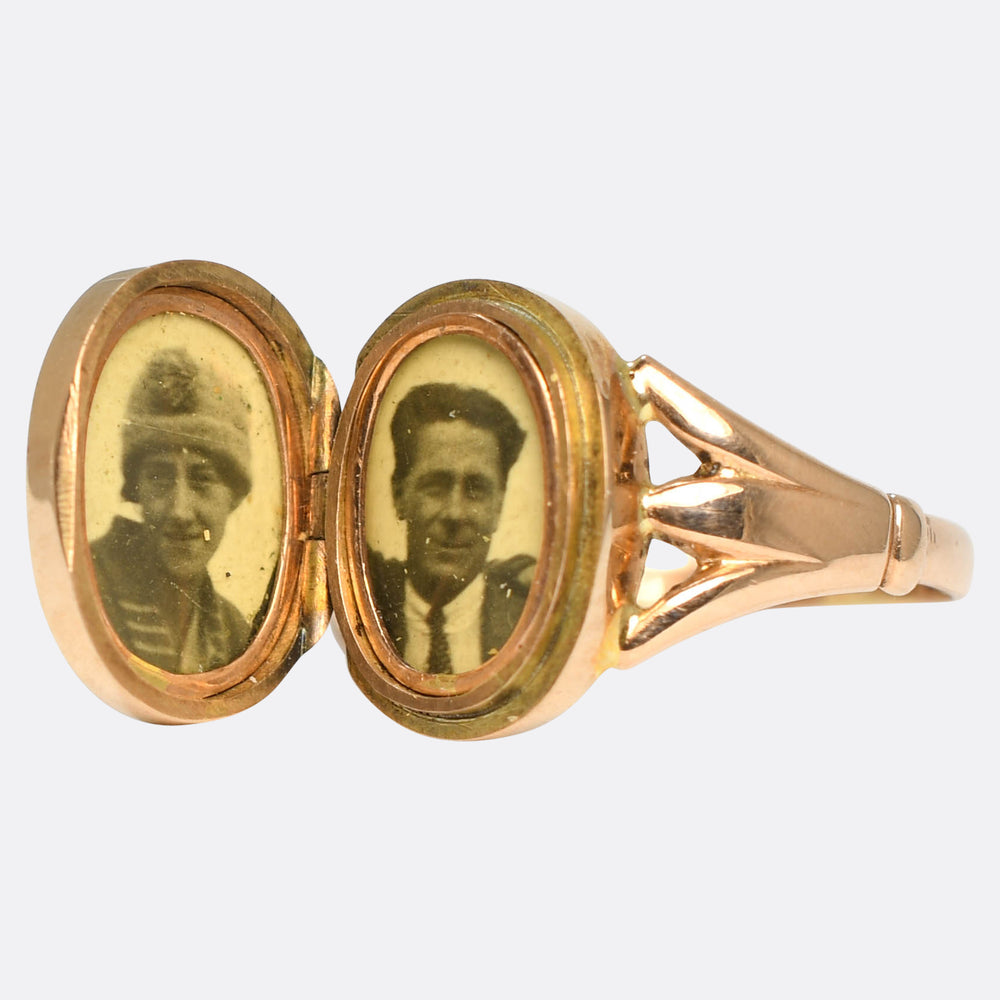 Late Victorian Rose Gold Monogram Locket Ring