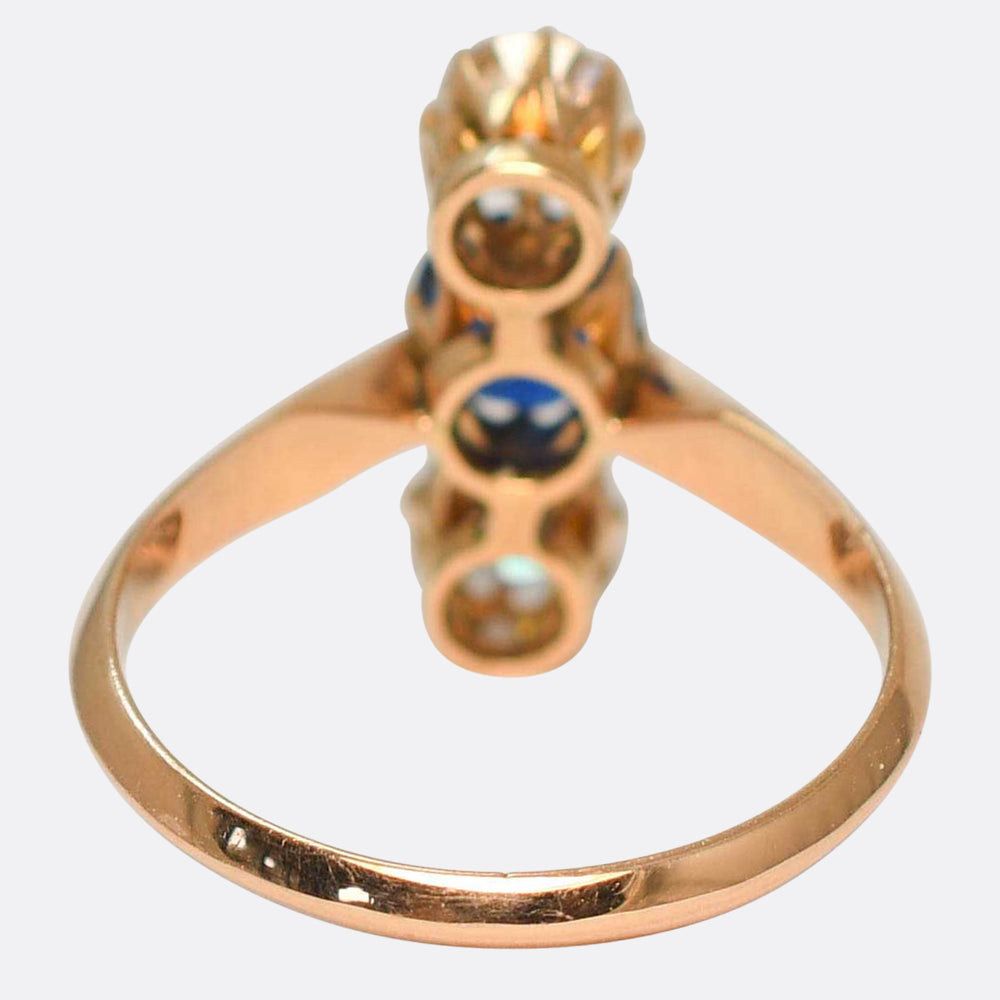 Late Victorian Sapphire & Diamond 3-Stone Ring